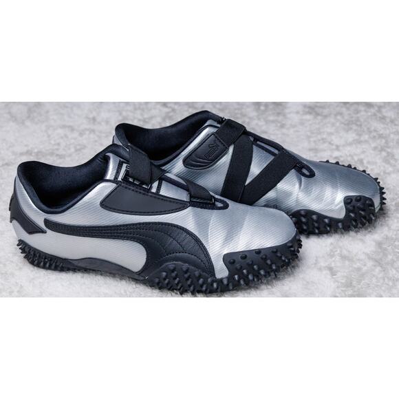 Puma Mostro Metal Silver Black Leather Sneakers Womens Size 10 Mens 8.5 - Picture 12 of 16